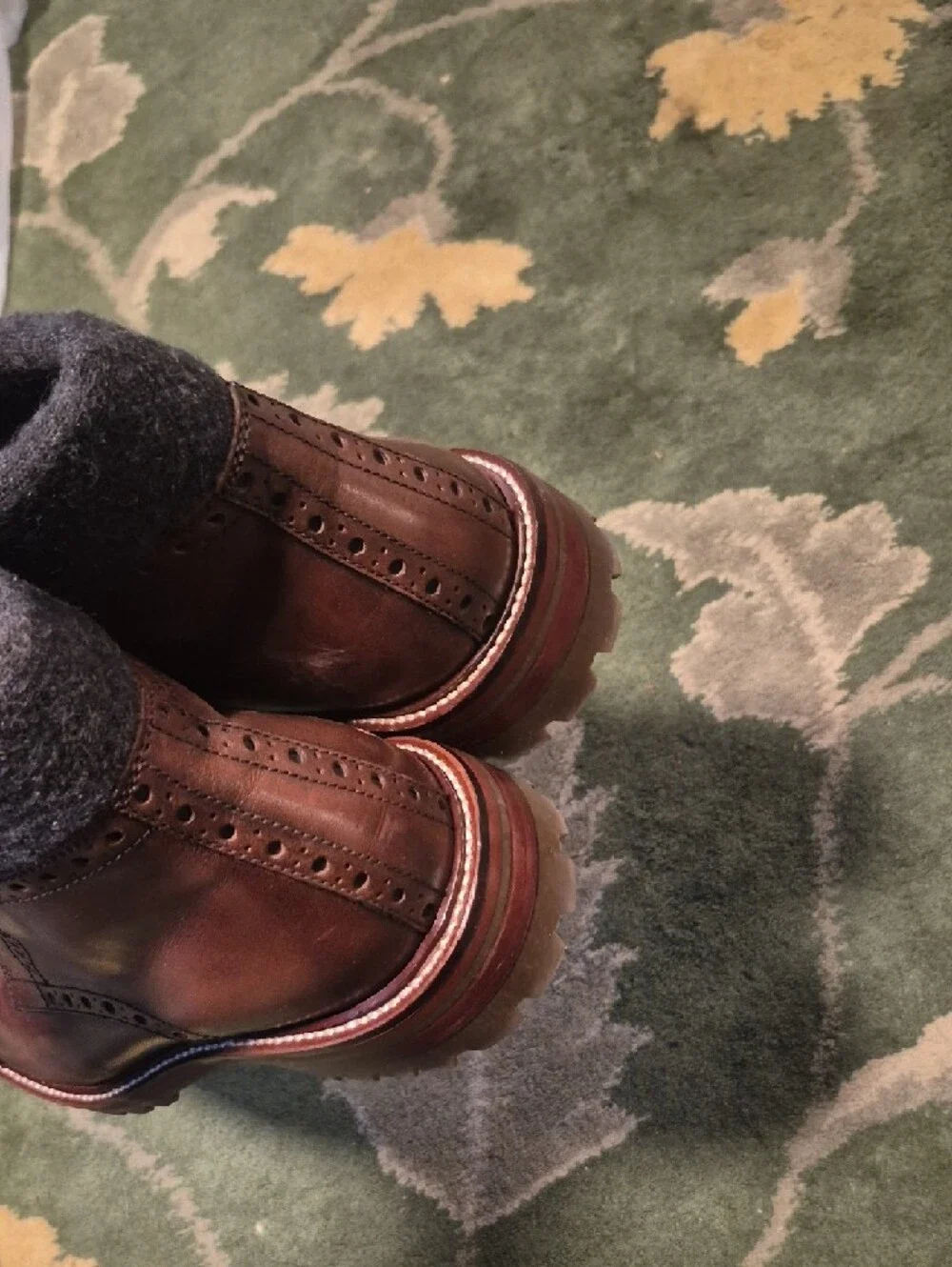 Johnston & Murphy Brown Leather Chukka Boots with Brogue Cap Toe